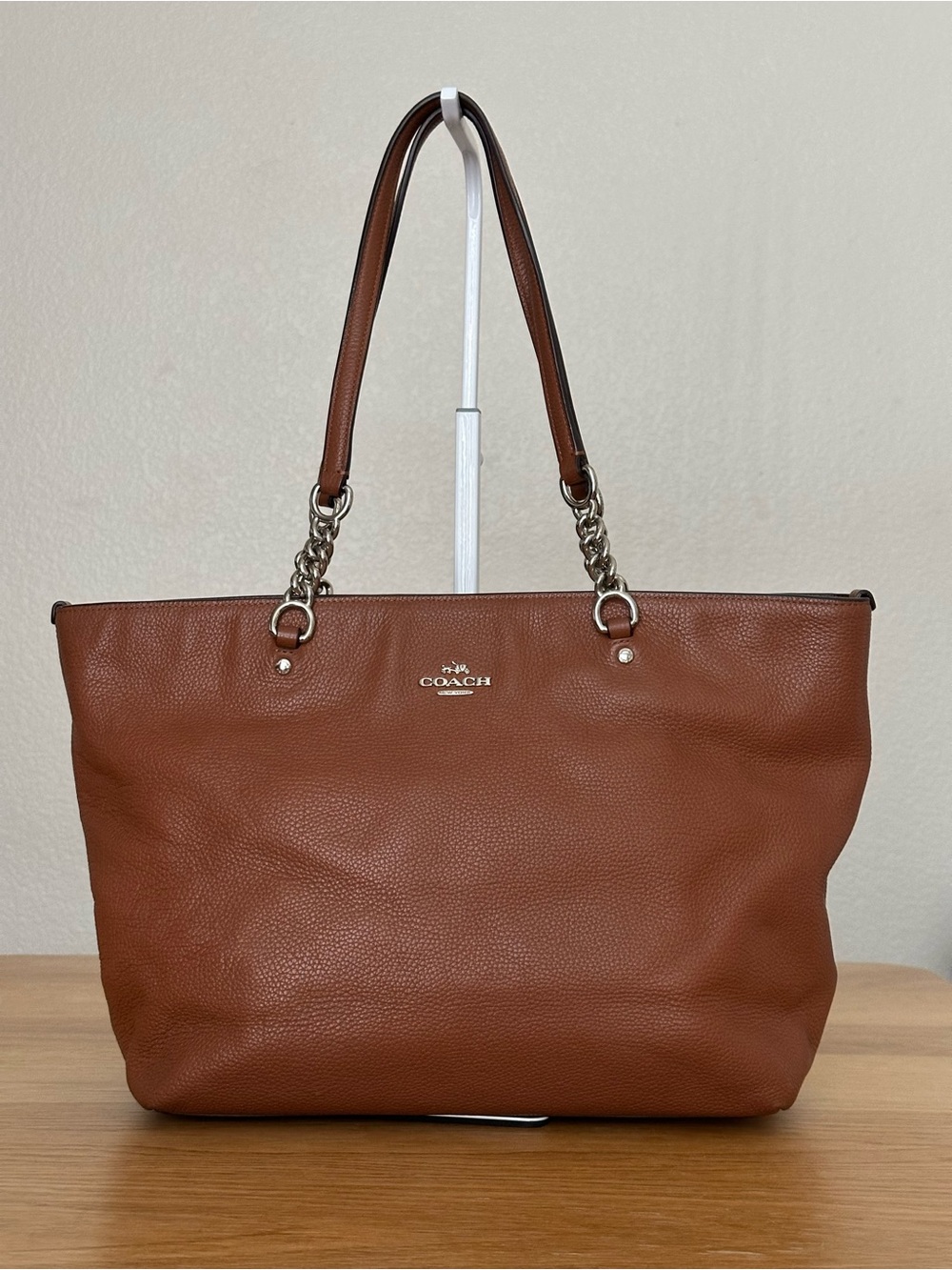 Coach leather zipper tote bag